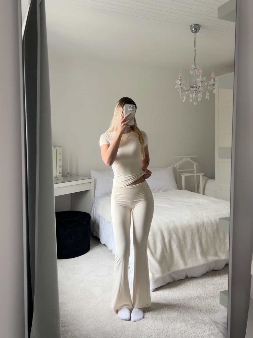 Bambou Evia Pantalon Évasé (crème)