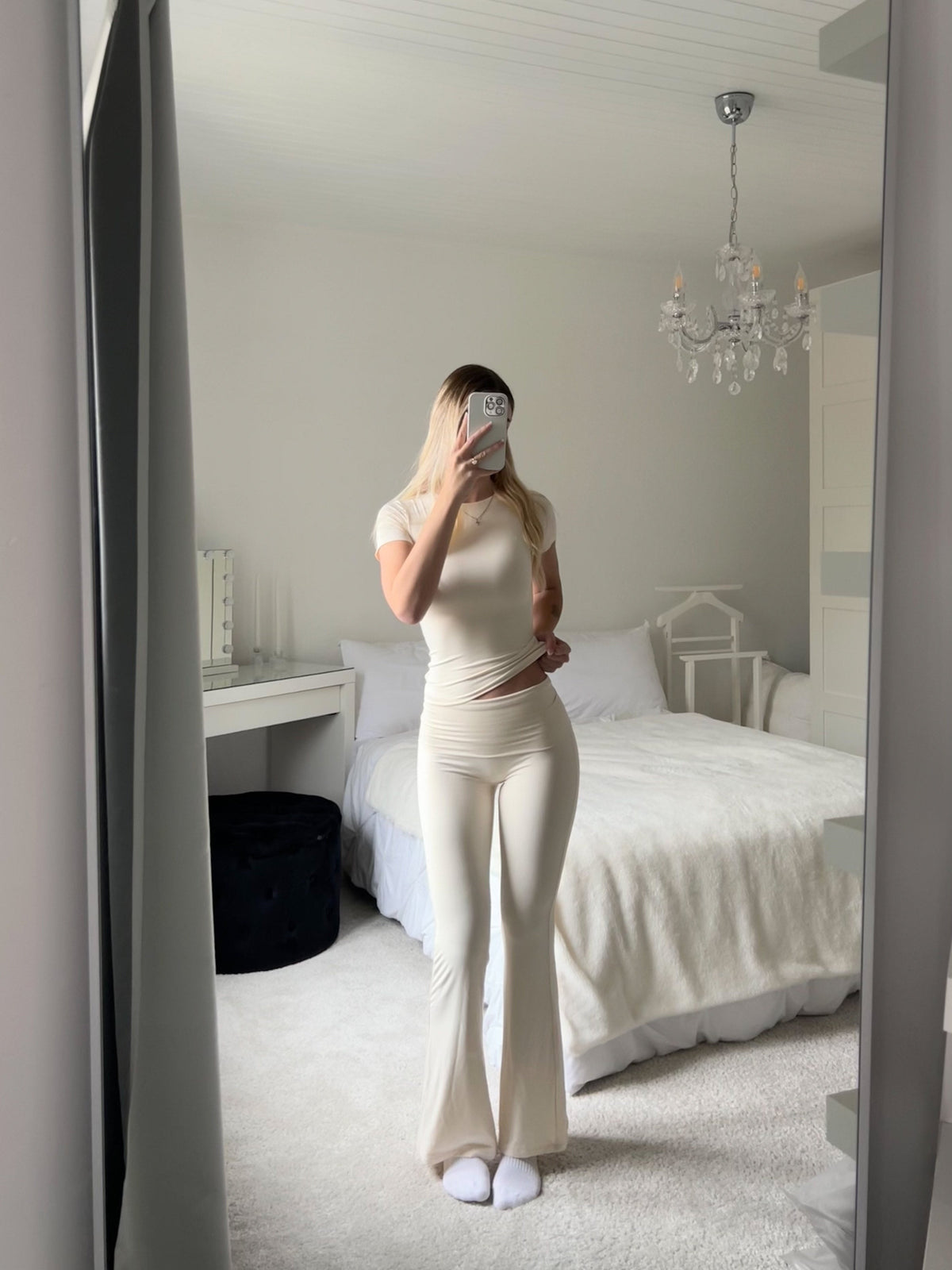 Bambou Evia Pantalon Évasé (crème)