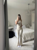 Bambou Evia Pantalon Évasé (crème)