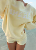 LUCKY GIRL. SWEAT ÉPAULES DÉNUDÉES (JAUNE BANANE)